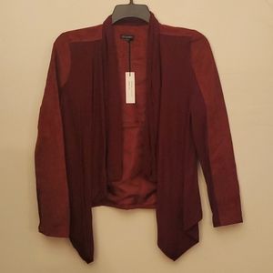 Ladies Mixed Suede/Knit Jacket,open front waterfall,NWT, SZ:XL, Color:Merlot